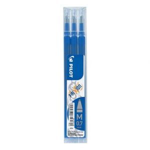 Pilot Pack de 3 Recambios para Frixion Ball / Frixion Clicker - Tinta Gel Borrable - Punta de Bola 0.7mm - Trazo 0.4mm - Color Azul