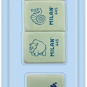 Milan Pack de 5 Gomas de Borrar, 3xGomas 445 Nata Rectangulares + 2xGomas 430 Cuadradas - Miga de pan - Caucho Suave Sintetico - Colores Surtidos