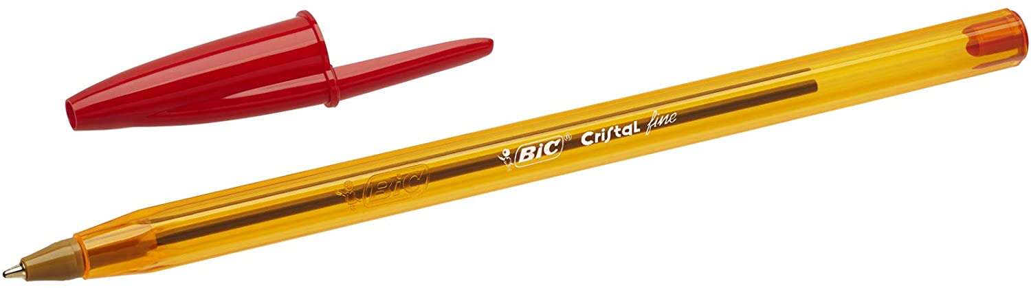 Bic Cristal Original Fine Boligrafo de Bola - Punta Redonda de 0.8mm - Trazo de 0.30mm - Tinta con Base de Aceite - Translucido - Color Rojo 1 Bic Cristal Original Fine Boligrafo de Bola - Punta Redonda de 0.8mm - Trazo de 0.30mm - Tinta con Base de Aceite - Translucido - Color Rojo