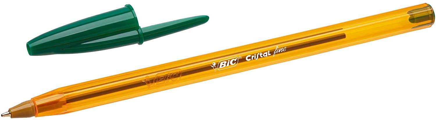 Bic Cristal Original Fine Boligrafo de Bola - Punta Redonda de 0.8mm - Trazo de 0.30mm - Tinta con Base de Aceite - Translucido - Color Verde 1 Bic Cristal Original Fine Boligrafo de Bola - Punta Redonda de 0.8mm - Trazo de 0.30mm - Tinta con Base de Aceite - Translucido - Color Verde
