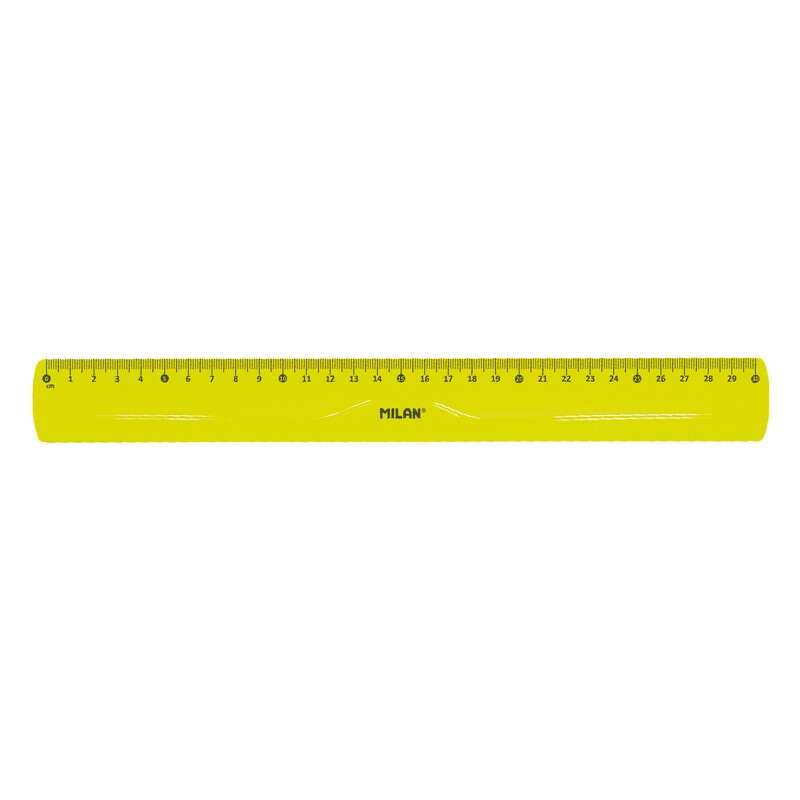 Milan Regla Flexible y Resistente - Longitud 30cm - Color Amarillo Translucido