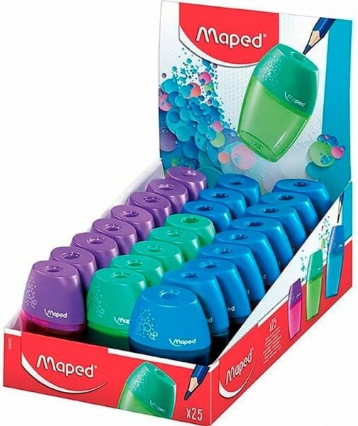 Maped Shaker Sacapuntas de 1 Orificio con Deposito de Gran Capacidad - Forma Ergonomica - Colores Surtidos 1 Maped Shaker Sacapuntas de 1 Orificio con Deposito de Gran Capacidad - Forma Ergonomica - Colores Surtidos