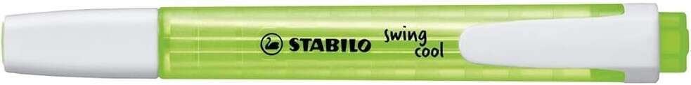Stabilo Swing Cool Marcador Fluorescente - Cuerpo Plano - Punta Biselada - Trazo entre 1 y 4mm - Tinta con Base de Agua - Antisecado - Color Verde