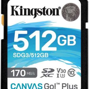 Kingston Tarjeta SDXC 512GB UHS-I U3 V30 Clase 10 170MB/s Canvas Go Plus