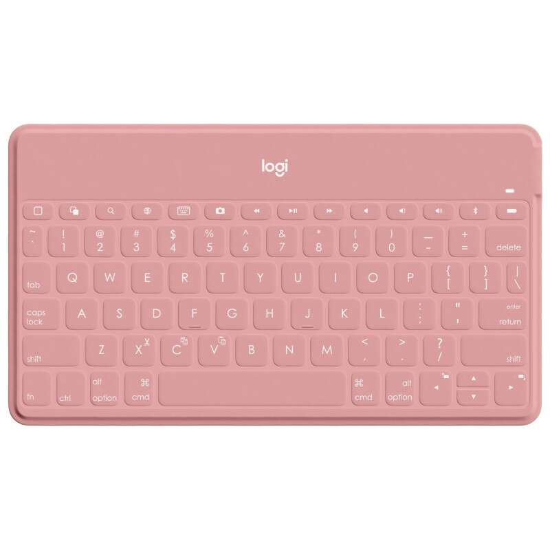 Logitech Keys to Go Teclado Bluetooth para iPhone, iPad y Apple TV - Teclas de Acesso Directo - Base para Smartphone - Ultraligero - Proteccion Antiderrames - Color Rosa
