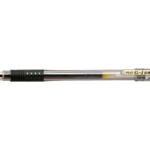 Pilot Boligrafo de Gel G1 Grip - Recargable - Grip de Goma - Punta de Bola 0.5mm - Trazo 0.3mm - Cuerpo Transparente - Color Negro
