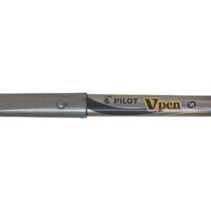 Pilot Pluma Estilografica V-Pen Silver - Desechable - Tinta Liquida - Punta de Acero - Trazo de 0.5mm - Color Azul