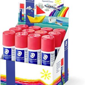 Staedtler Noris Expositor de 12 Barras de Pegamento 40gr - Sin Disolventes - Uso Escolar - Pega Papel, Cartulina, Tejido etc