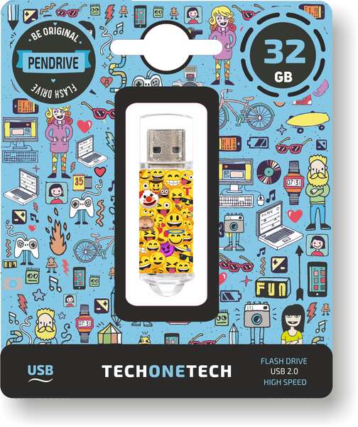 TechOneTech Emojis Memoria USB 2.0 32GB (Pendrive) 1 TechOneTech Emojis Memoria USB 2.0 32GB (Pendrive)