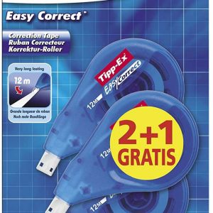 Tipp-Ex Easy Correct 2+1 Pack de 3 Cintas Correctoras 4.2mm x 12m - Resistente - Escritura Instantanea (Blister)