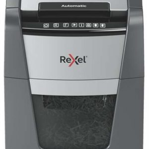 Rexel Optimum AutoFeed 100X Destructora Automatica de Corte en Particulas P-4 - Alimentacion Automatica 100 Hojas y Manual 8 Hojas - Capacidad de la Papelera 34L - Color Gris/Plata