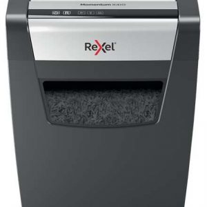 Rexel Momentum X410 Destructora de Papel Manual Corte Confeti P-4 - Destruye hasta 10 Hojas - Capacidad de la Papelera 23L - Color Negro/Plata