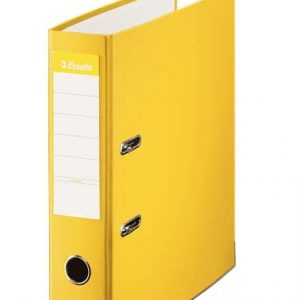 Esselte Archivador de Palanca Formato Folio - Lomo 75mm - Tarjetero en Lomo - Capacidad para 500 Hojas - Color Amarillo