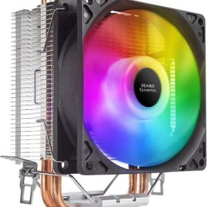 Mars Gaming Ventilador CPU 90mm con Disipador - Iluminacion RGB - Hasta 130W - Velocidad Max. 2200rpm - 2 Heatpipes