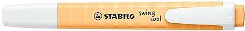 Stabilo Swing Cool Pastel Marcador Fluorescente - Cuerpo Plano - Punta Biselada - Trazo entre 1 y 4mm - Tinta con Base de Agua - Antisecado - Color Naranja Palido