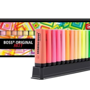 Stabilo Boss Arty Line Pack de 23 Marcadores Fluorescentes - Trazo entre 2 y 5mm - Recargable - Tinta con Base de Agua - Colores Surtidos