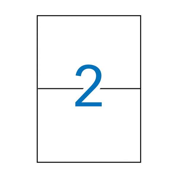 Apli Pack de 200 Etiquetas Rectangulares 210x148mm - 100 Hojas por 2 Etiquetas - Adhesivo Permanente - Cantos Rectos - Color Blanco