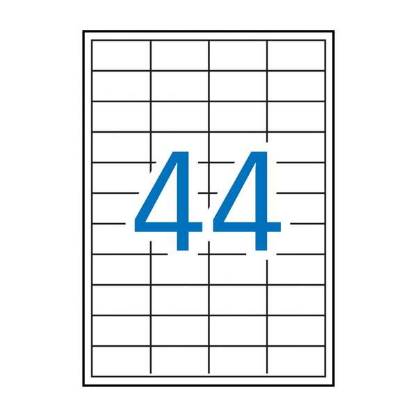Apli Pack de 4.400 Etiquetas Rectangulares 48.5x25.4mm - 100 Hojas por 44 Etiquetas - Adhesivo Permanente - Cantos Rectos - Color Blanco