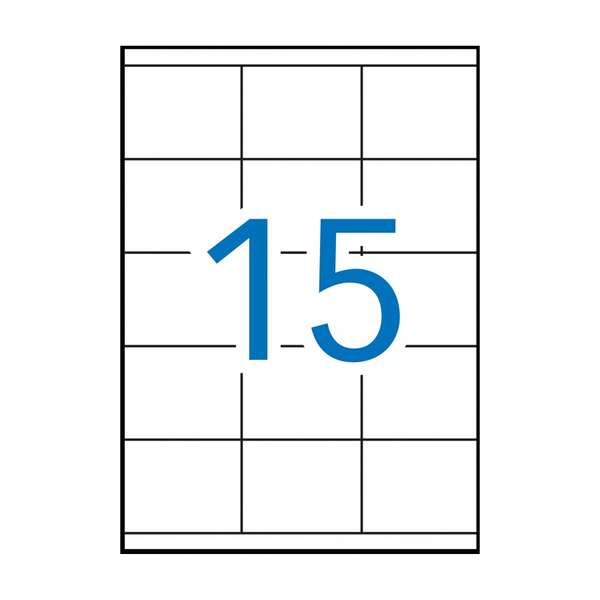 Apli Pack de 1.500 Etiquetas Rectangulares 70x50,8mm - 100 Hojas por 15 Etiquetas - Adhesivo Permanente - Cantos Rectos - Color Blanco