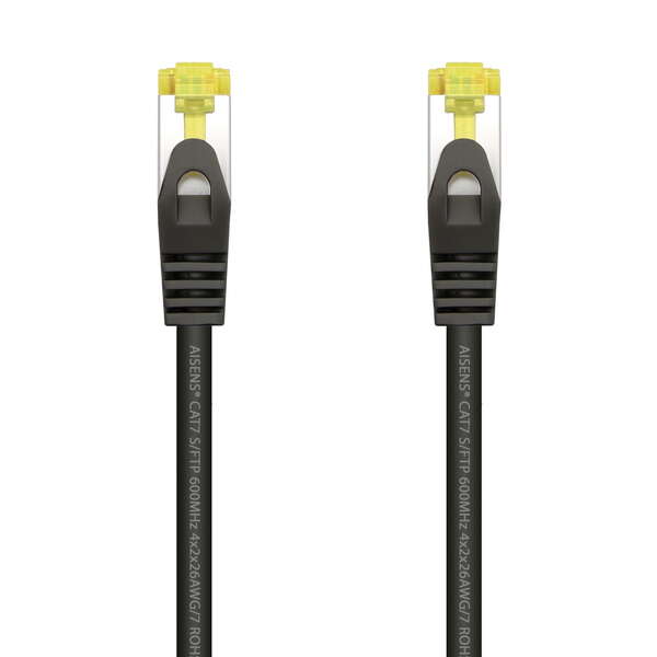 Aisens Cable de Red Latiguillo RJ45 LSZH Cat.7 600 MHz S/FTP PIMF AWG26 - 25cm - Color Negro