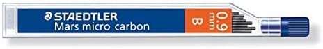 Staedtler Mars Micro Carbon 250 Tubo de 12 Minas de Grafito - Dureza B - Trazo 0.9mm -  Alta Resistencia