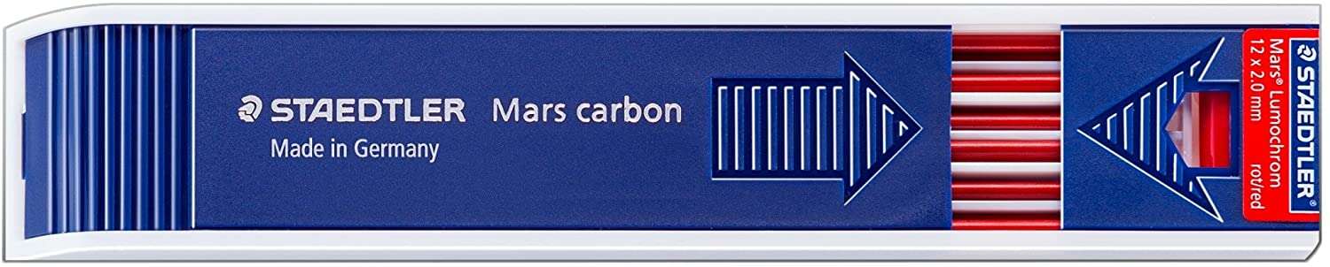 Staedtler Mars Lumochrom 204 Pack con 12 Minas de Dibujo - Mina de 3mm - Longitud de 130mm - Color Rojo 1 Staedtler Mars Lumochrom 204 Pack con 12 Minas de Dibujo - Mina de 3mm - Longitud de 130mm - Color Rojo