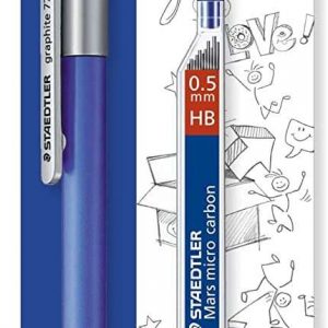 Staedtler Graphite 777 1 Portaminas 0.5mm + 1 Tubo de Minas HB - Cuerpo Engomado - Guia de Mina Antirrotura - Colores Surtidos