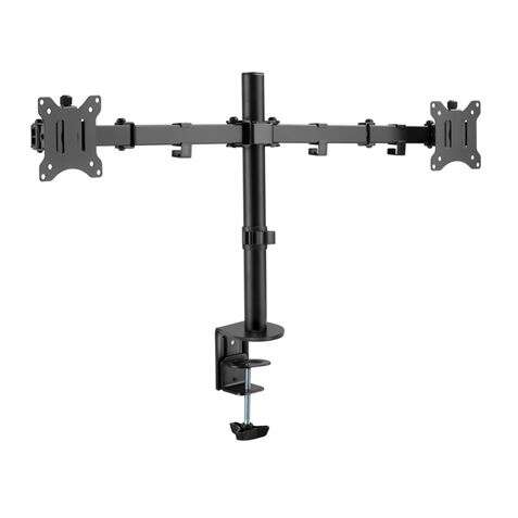 Cromad Soporte de Mesa con Brazos Articulados para 2 Monitores de 13"-32" - Giratorio, Inclinable y Extensible - Gestion de Cables - Peso Max. Total 16kg - VESA 100x100mm
