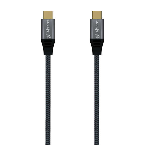 Aisens Cable USB 2.0 Aluminio 5A 100W E-MARK - USB-C/M-USB-C/M - 2.0M - Color Gris