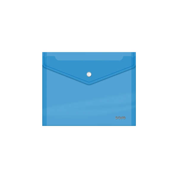 Dohe Sobre Portadocumentos A5 - Cierre de Broche - Polipropileno Cristal Transparente 150 Micras - Color Azul
