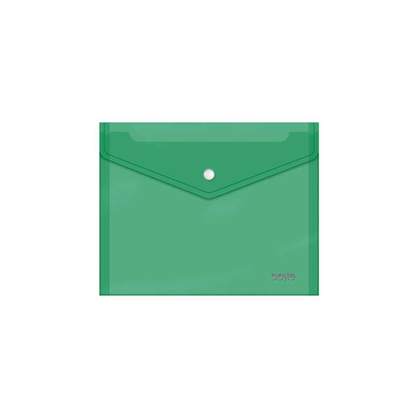 Dohe Sobre Portadocumentos A5 - Cierre de Broche - Polipropileno Cristal Transparente 150 Micras - Color Verde
