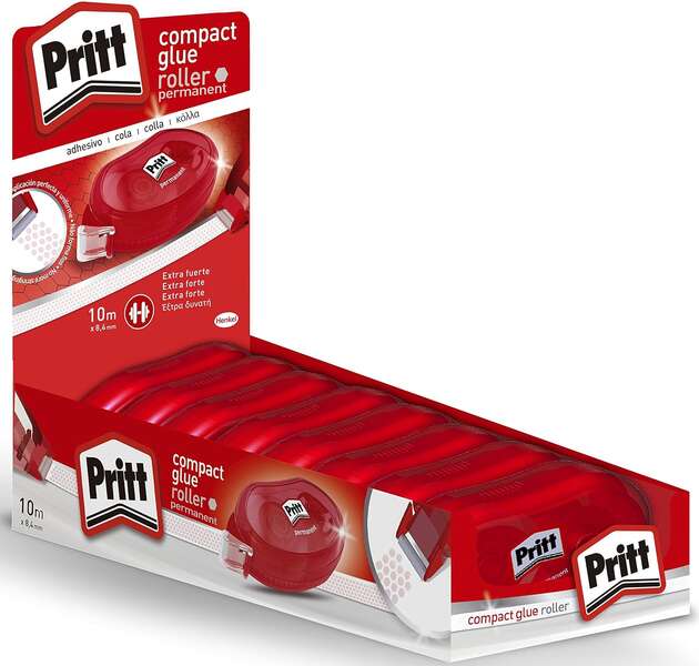 Pritt Compact Roller Adhesivo Permanente 8.4mm x 10m - Aplicacion Limpia - Preciso y Reciclable 1 Pritt Compact Roller Adhesivo Permanente 8.4mm x 10m - Aplicacion Limpia - Preciso y Reciclable