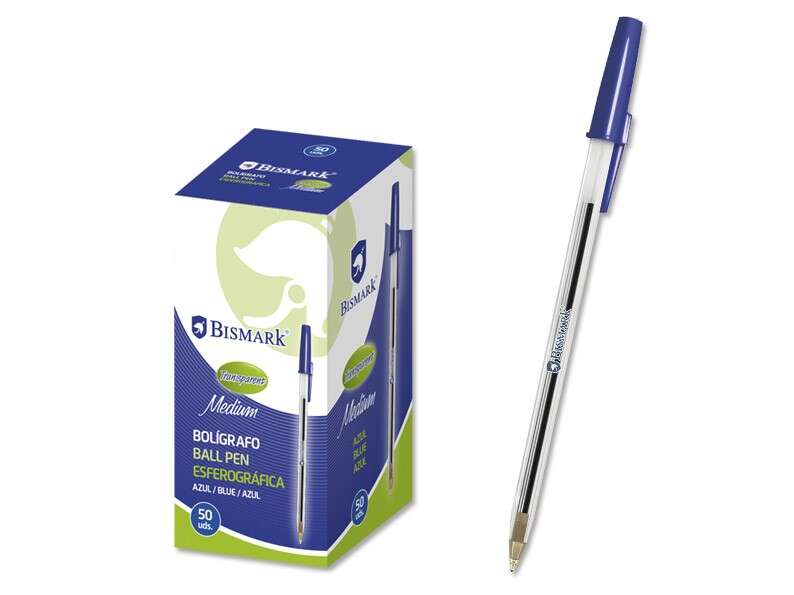 Bismark Boligrafo de Bola - Punta Redonda - Capuchon y Tapon del Color de la Tinta - Color Azul 1 Bismark Boligrafo de Bola - Punta Redonda - Capuchon y Tapon del Color de la Tinta - Color Azul