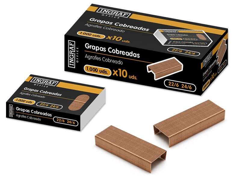 Ingraf Caja de 1000 Grapas 22/6 - Alambre de Alta Calidad - Cobreadas 1 Ingraf Caja de 1000 Grapas 22/6 - Alambre de Alta Calidad - Cobreadas