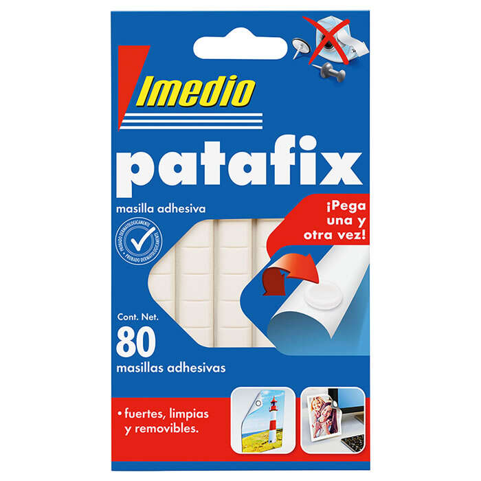 Imedio Patafix Masilla Adhesiva Blanca - Fuertes, Limpias y Removibles - 80 Piezas