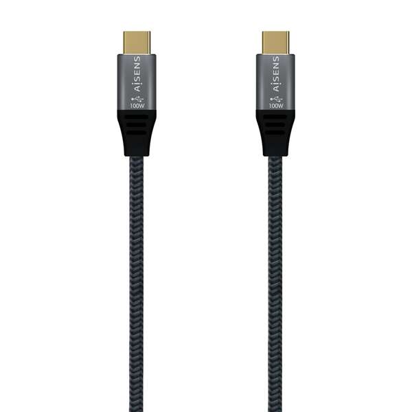 Aisens Cable USB 3.2 Gen2x2 Aluminio 20Gbps 8K@30Hz 5A 100W E-Mark, Tipo USB-C/M-USB-C/M - 0.6m - Color Gris