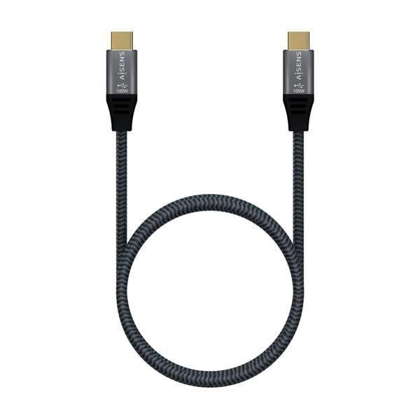Aisens Cable USB 3.2 Gen2x2 Aluminio 20Gbps 8K@30Hz 5A 100W E-Mark, Tipo USB-C/M-USB-C/M - 1.0m - Color Gris