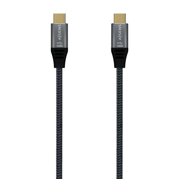 Aisens Cable USB 3.2 Gen2x2 Aluminio 20Gbps 8K@30Hz 5A 100W E-Mark, Tipo USB-C/M-USB-C/M - 1.5m - Color Gris