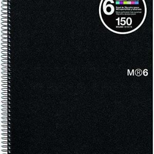 Miquel Rius Notebook6 Cuaderno de Espiral Formato A4 Horizontal 7mm - 150 Hojas de 70gr Microperforadas con 4 Taladros - Cubiertas de Polipropileno - Color Negro