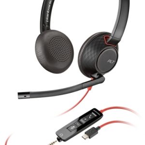 Plantronics/Poly Blackwire C5220 USB-C Auriculares con Microfono - Cancelacion de Ruido - Diadema Metalica Acolchada - Almohadillas de Piel Sintetica - Controles en Cable
