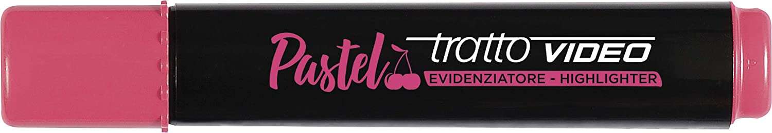 Tratto Video Pastel Marcador Fluorescente - Punta Biselada - Tinta al Agua - Secado Rapido - Color Rojo Cereza