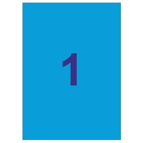 Apli Pack de 20 Etiquetas Rectangulares A4 210x297mm - 20 Hojas por 1 Etiqueta - Adhesivo Permanente - Cantos Rectos - Color Azul