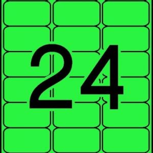 Apli Pack de 480 Etiquetas 64x33.9mm - 20 Hojas por 24 Etiquetas - Adhesivo Permanente - Cantos Romos - Color Verde Fluor