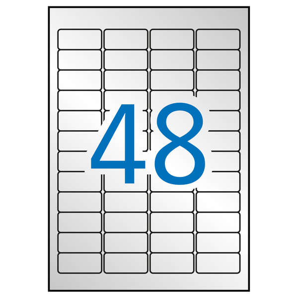 Apli Pack de 960 Etiquetas Metalizadas Color Plata - Medidas 45.7x21.2mm - 20 Hojas por 48 Etiquetas - Adhesivo Permanente - Cantos Romos