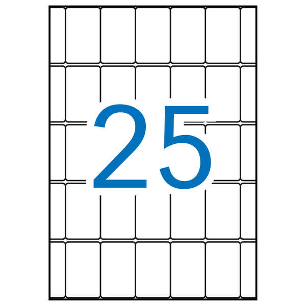 Apli Pack de 375 Etiquetas Rectangulares 25x40mm - 15 Hojas A5 por 25 Etiquetas - Adhesivo Permanente - Cantos Romos - Color Blanco