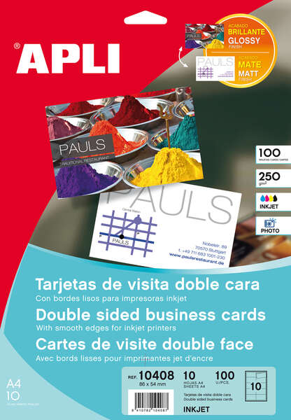 Apli Tarjetas de Visita Doble Cara Brillante 250g 10 Hojas 1 Apli Tarjetas de Visita Doble Cara Brillante 250g 10 Hojas