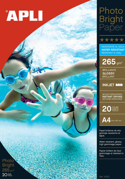Apli Papel Fotografico Photobright Resistente Al Agua A4 265g 20 Hojas 1 Apli Papel Fotografico Photobright Resistente Al Agua A4 265g 20 Hojas