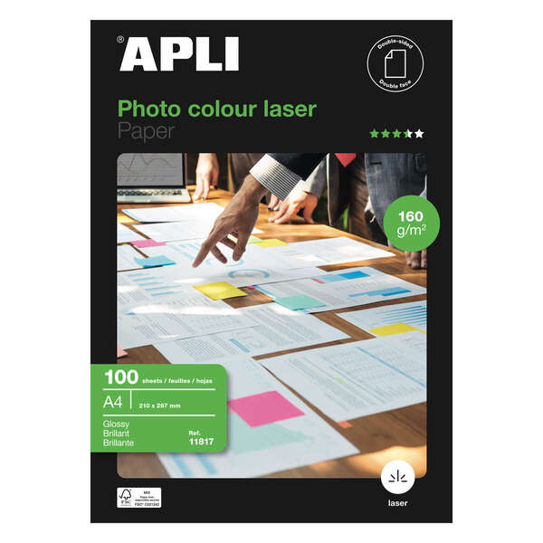 Apli Papel Fotografico Colour Laser A4 160g 100 Hojas 1 Apli Papel Fotografico Colour Laser A4 160g 100 Hojas