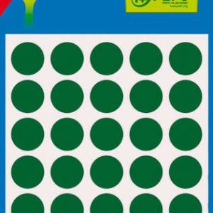 Apli Pack de 175 Etiquetas Redondas - Tamaño Ø 13mm - Aptas para Escritura Manual - Adhesivo Permanente - Color Verde