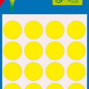 Apli Minibolsa de 100 Etiquetas Redondas Ø 19mm - 5 Hojas por 20 Etiquetas - Adhesivo Permanente - Aptas para Escritura con Lapiz, Boligrafo y Rotulador - Color Amarillo